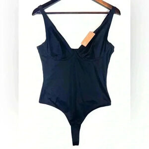 NEW FeelinGirl size Large thong bodysuit shapewear tummy control underwire black